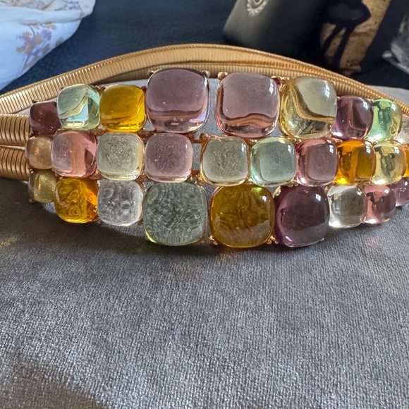 Multicolor Gemstone Judith Leiber gold belt. - Picture 3 of 3